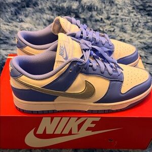 Nike Light Blue and White Sneakers with Silver Swoosh